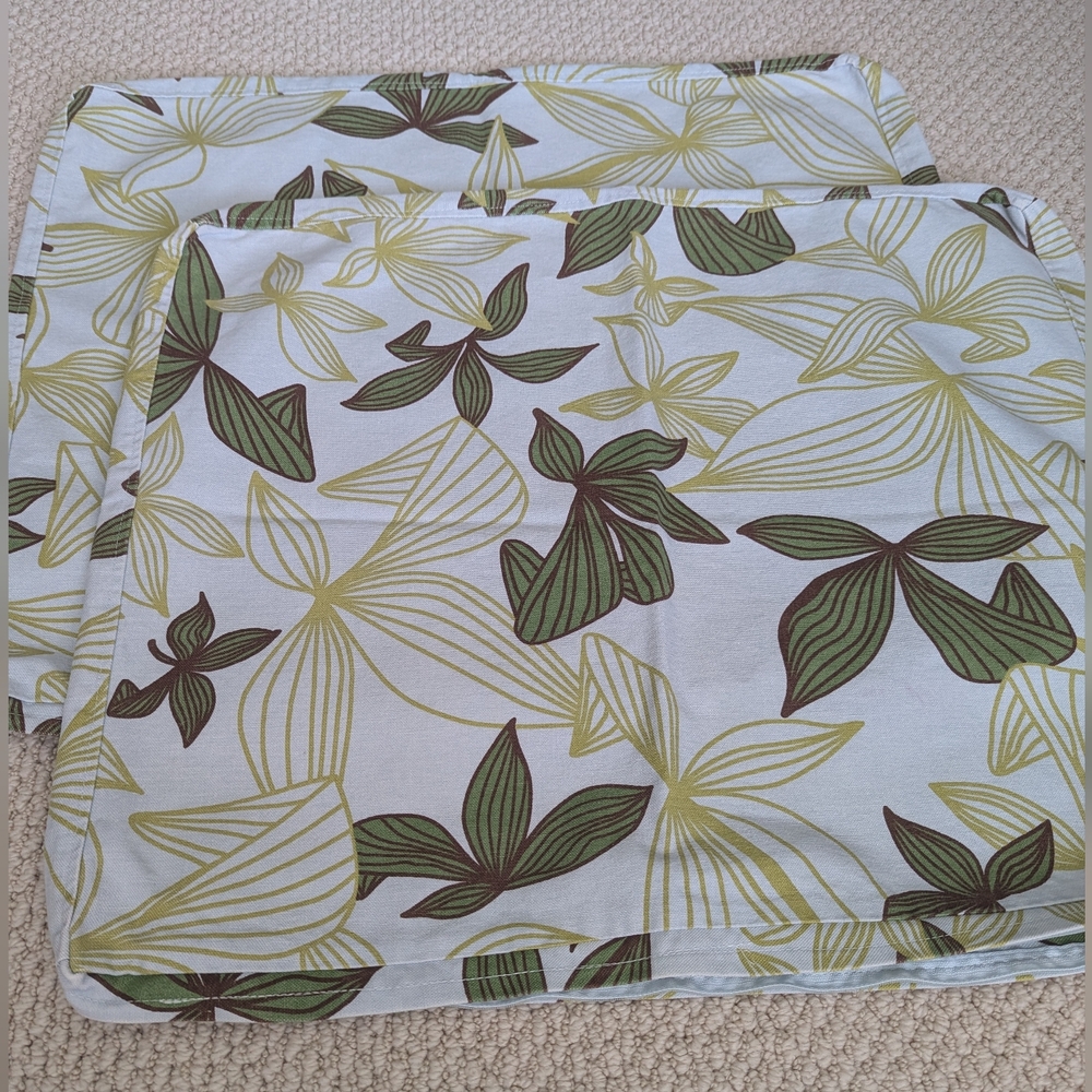 Vintage IKEA Karlstad Seat Cover Set of 2 Leaf Floral 22x18.5 x1.5 Back Cushion - Picture 9 of 12